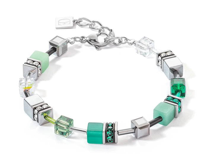 Coeur de Lion GeoCUBE® Iconic Bracelet Silver-Green 2838/30-0500