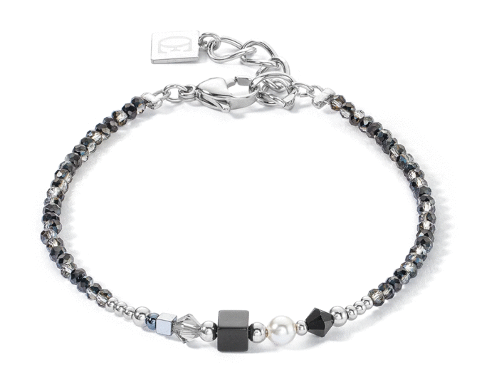 Coeur de Lion Square Stripes Bracelet Silver-Black 4355/30-1317