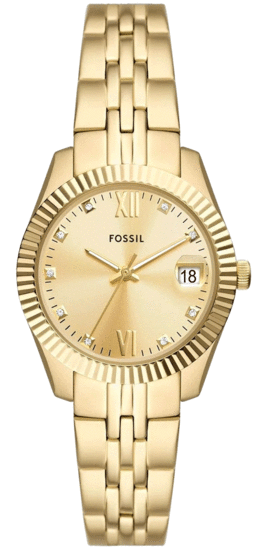 Fossil Scarlette Three-Hand Date Gold-Tone Stainless Steel Watch ES5338