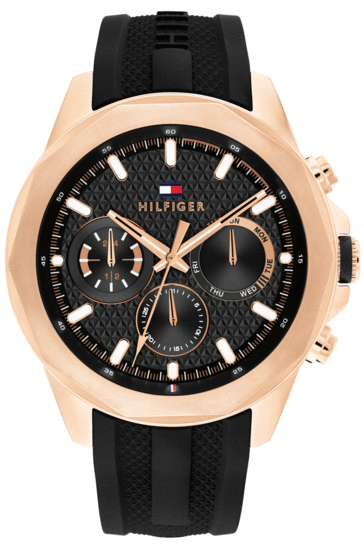 Tommy Hilfiger Lars Rose Gold-Plated Silicone Strap Watch 1710650