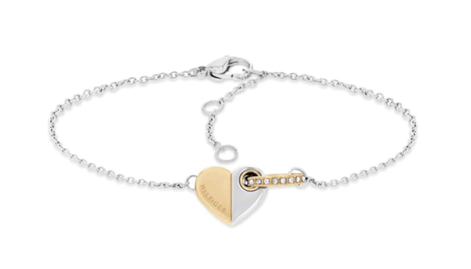 TOMMY HILFIGER TWO-TONE GOLD-PLATED STAINLESS STEEL HEART BRACELET 2780880